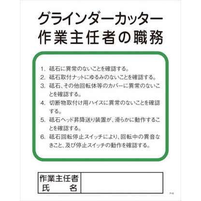Ｐー３２　グラインダーカッター作業主任者の職務