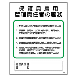 Ｐ板　保護具着用管理責任者の職務　Ｐ－４２