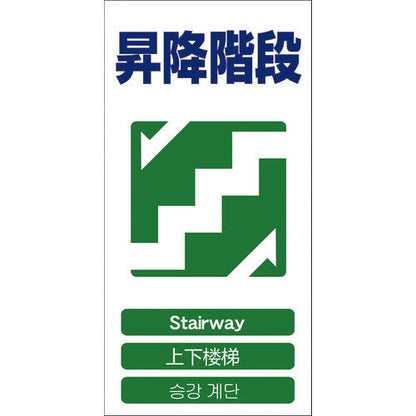 ４ヶ国語入り安全標識　昇降階段　ＧＣＥ‐２０