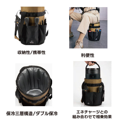 エネポーチ クーラーバッグ 5.5L ブラック×ブラック/キャラメル×ブラック