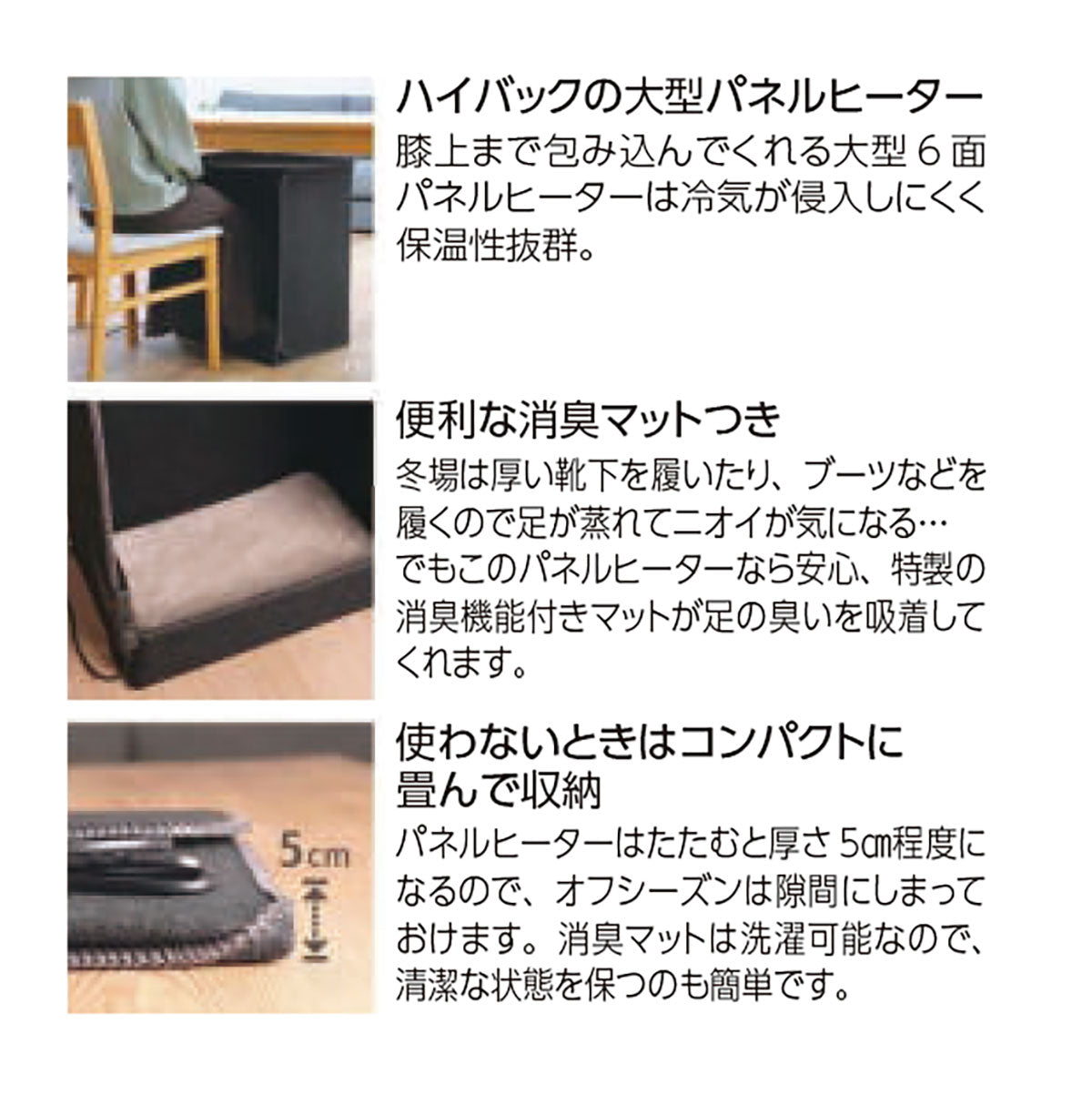 消臭マット付き　6面大型パネルヒーター