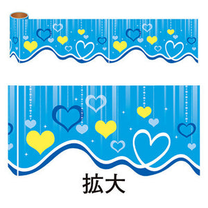年間タイトルポップ　カンタンロール幕　ハート柄　ブルー　１５０ｍｍ×約１０ｍ巻　ＮＴ７－００２０