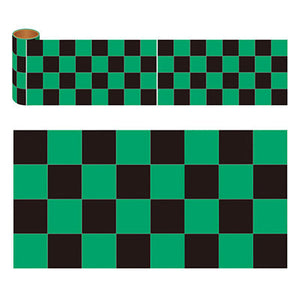 年間タイトルポップ　カンタンロール幕　市松　黒緑　１５０ｍｍ×約１０ｍ巻　ＮＴ８－００４４