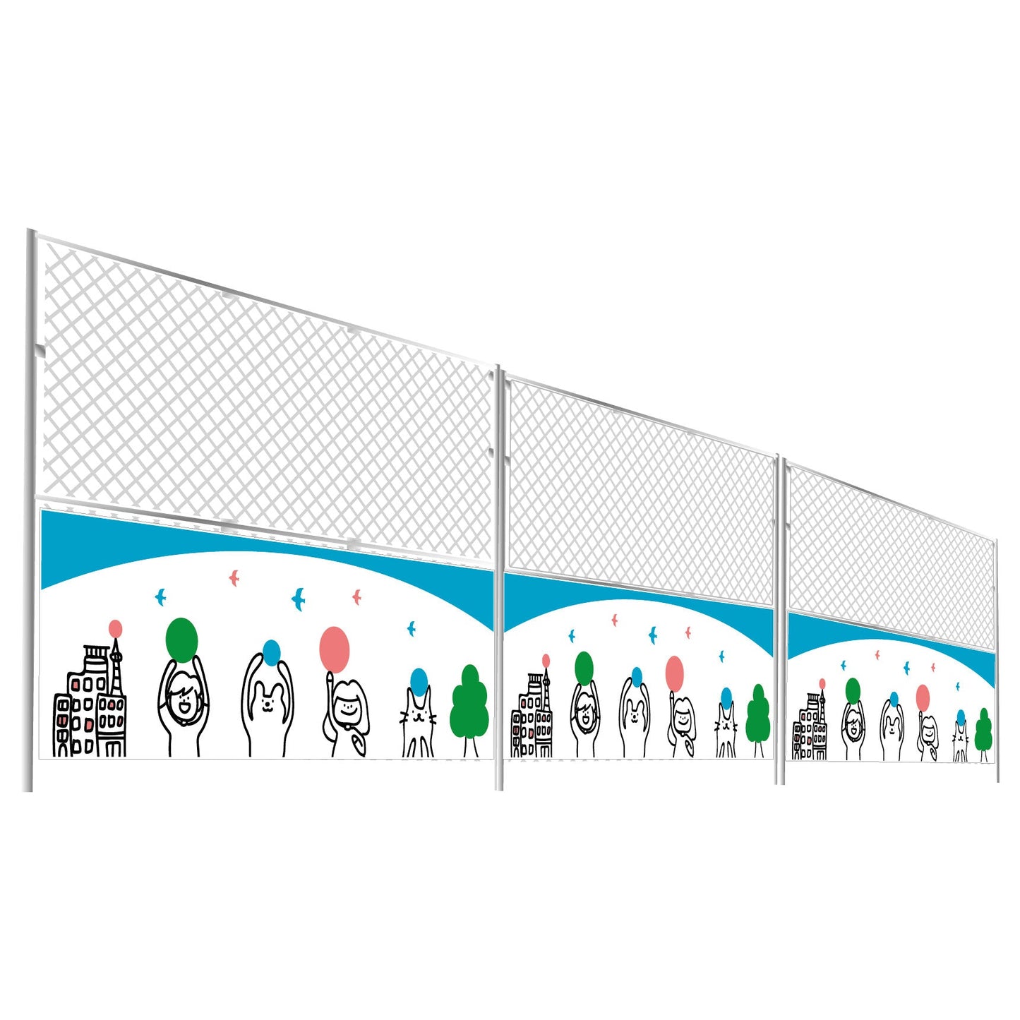 【レンタル】工事用　リバーシブルメッキフェンス　１８００×１８００　バリケード