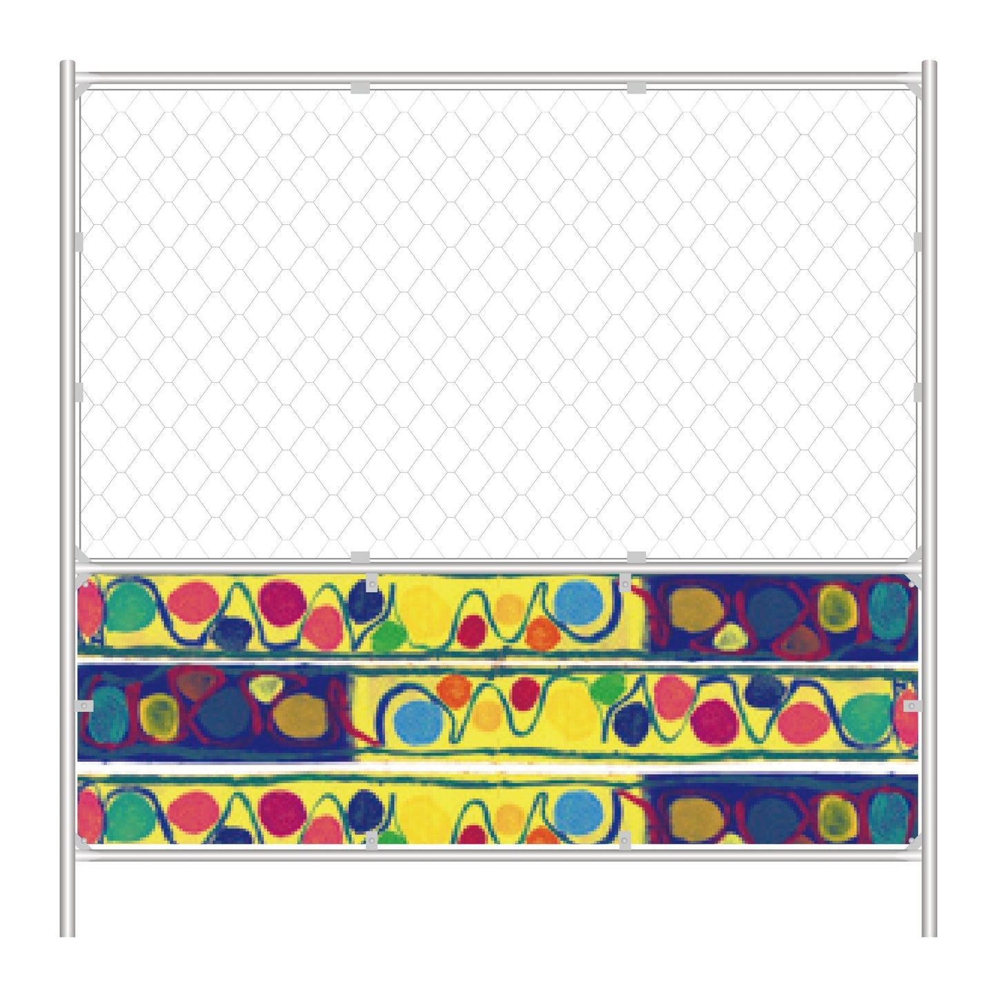 【レンタル】工事用　Ｒぶりゅっとフェンス（抽象画）バリケード