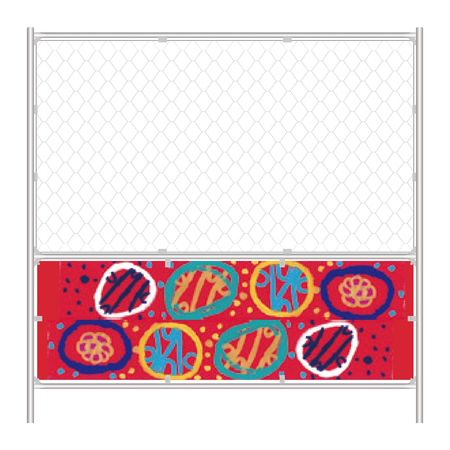 【レンタル】工事用　Ｒぶりゅっとフェンス（抽象画）バリケード