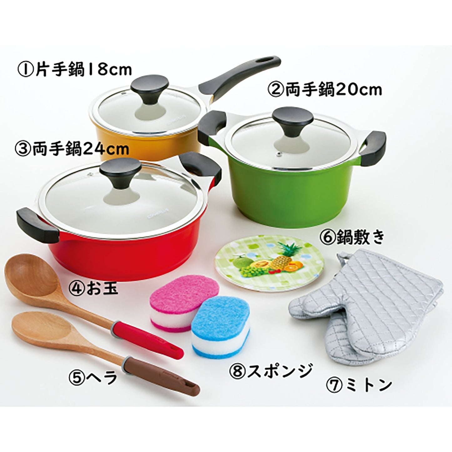 ＩＨ対応セラミックコート鍋　３点セット