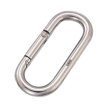 ６６．０ｘ１９．０ｘ　６．０ｍｍ　カラビナ（ステンレス製）