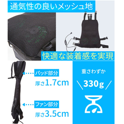 扇風機付きリュックパッド　ふうじんまる