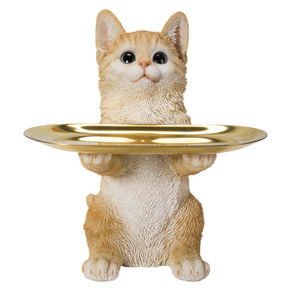 茶トラ猫の小物置き（マグネットで取り外し可能皿）