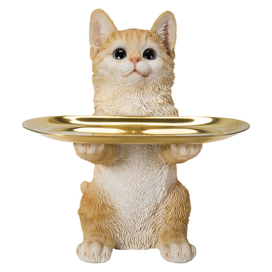 茶トラ猫の小物置き（マグネットで取り外し可能皿）