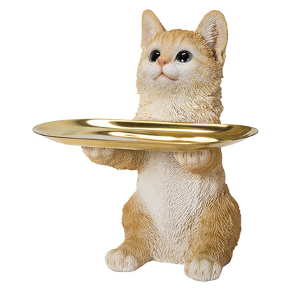 茶トラ猫の小物置き（マグネットで取り外し可能皿）