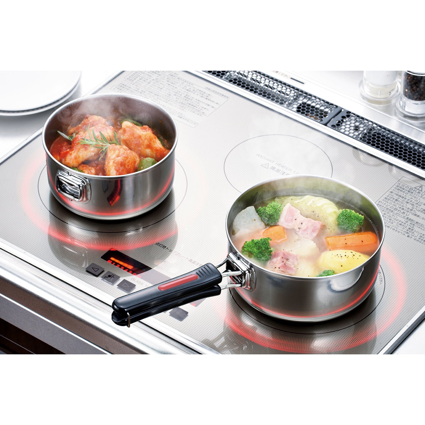 エクセレントシェフ　ワンタッチクッカー着脱式１４㎝＆１６㎝＆１８㎝＆２０㎝セット