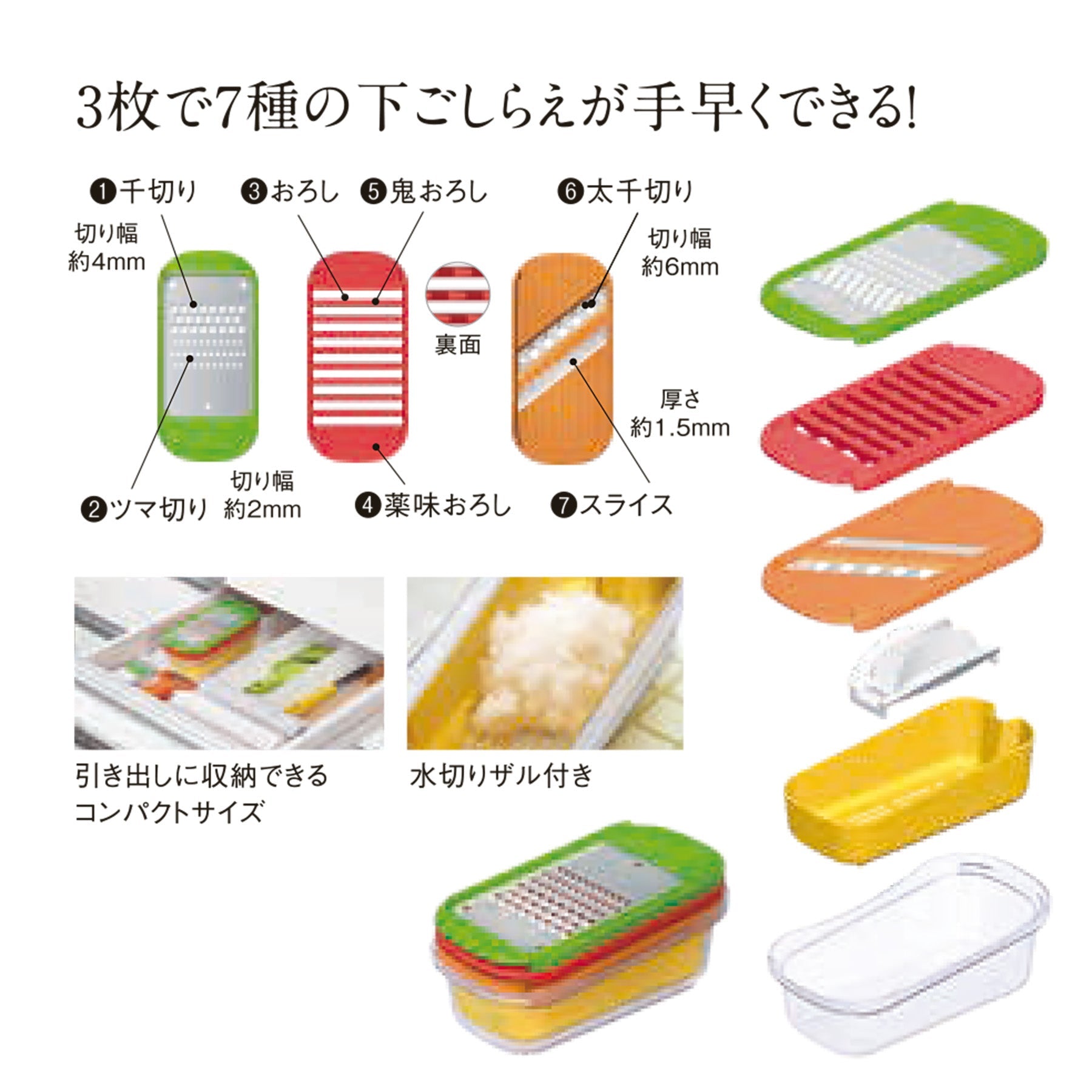OXO Mini Grate & Slice Set 3枚刃セット（楽天市場】OXO おろし