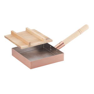 純銅　本職用玉子焼き　１８㎝木蓋付