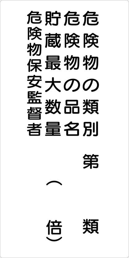危険物標識タテ　危険物の類別 第 類　ＫＨ－Ｅ２５