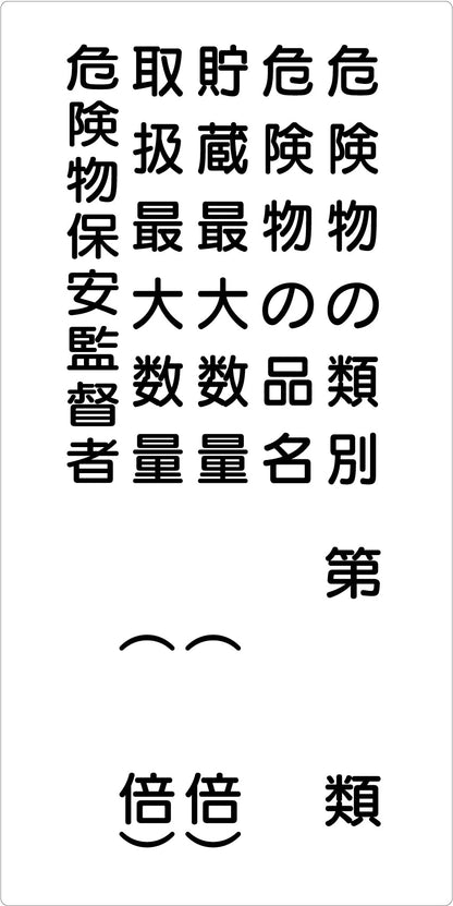 危険物標識タテ　危険物の類別 第 類　ＫＨ－Ｅ２６