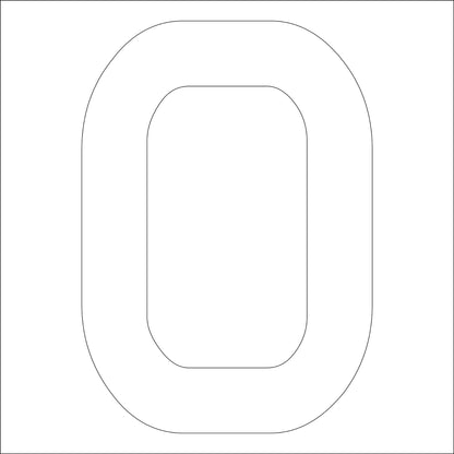 カッティングステッカー　数字０　文字高１００ｍｍ　白