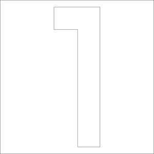 カッティングステッカー　数字１　文字高１００ｍｍ　白