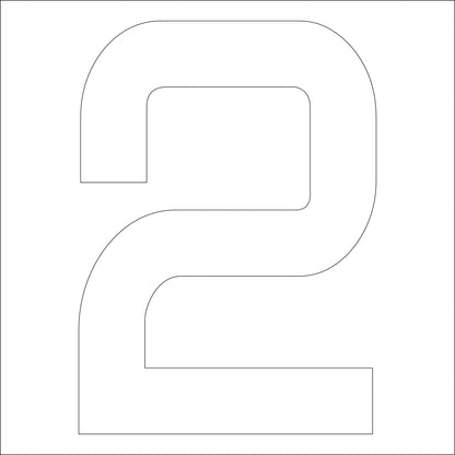 カッティングステッカー　数字２　文字高１００ｍｍ　白