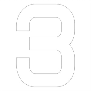 カッティングステッカー　数字３　文字高１００ｍｍ　白