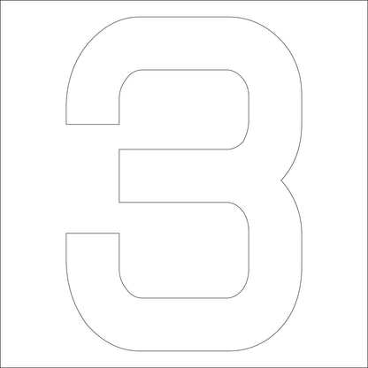 カッティングステッカー　数字３　文字高１００ｍｍ　白