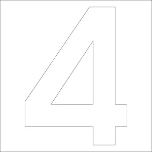 カッティングステッカー　数字４　文字高１００ｍｍ　白