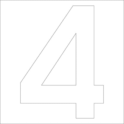 カッティングステッカー　数字４　文字高１００ｍｍ　白