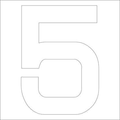 カッティングステッカー　数字５　文字高１００ｍｍ　白