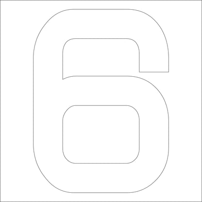 カッティングステッカー　数字６　文字高１００ｍｍ　白