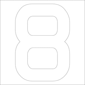 カッティングステッカー　数字８　文字高１００ｍｍ　白