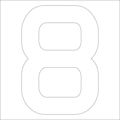 カッティングステッカー　数字８　文字高１００ｍｍ　白
