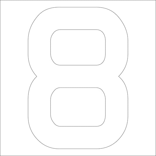 カッティングステッカー　数字８　文字高１００ｍｍ　白