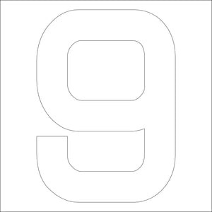 カッティングステッカー　数字９　文字高１００ｍｍ　白