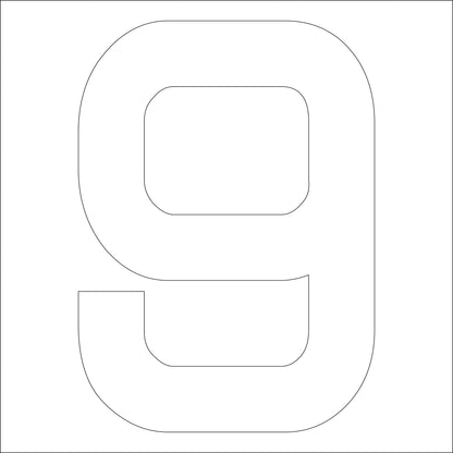 カッティングステッカー　数字９　文字高１００ｍｍ　白