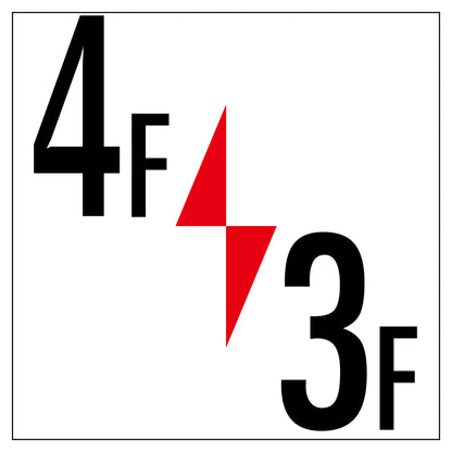 ロフト階数表示板４５０角　マグネット　４Ｆ／３Ｆ