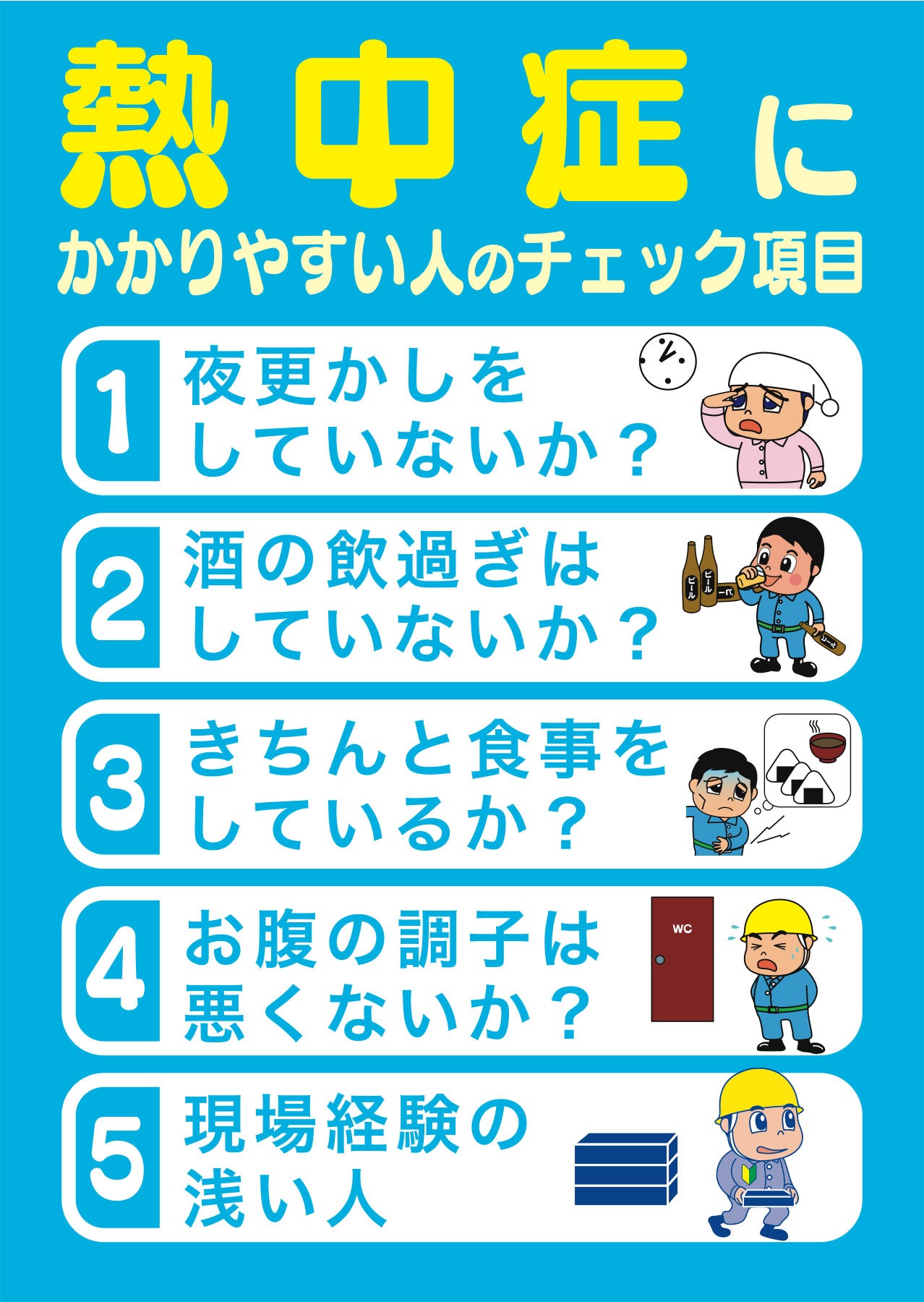熱中症注意ポスター　熱中症チェック項目