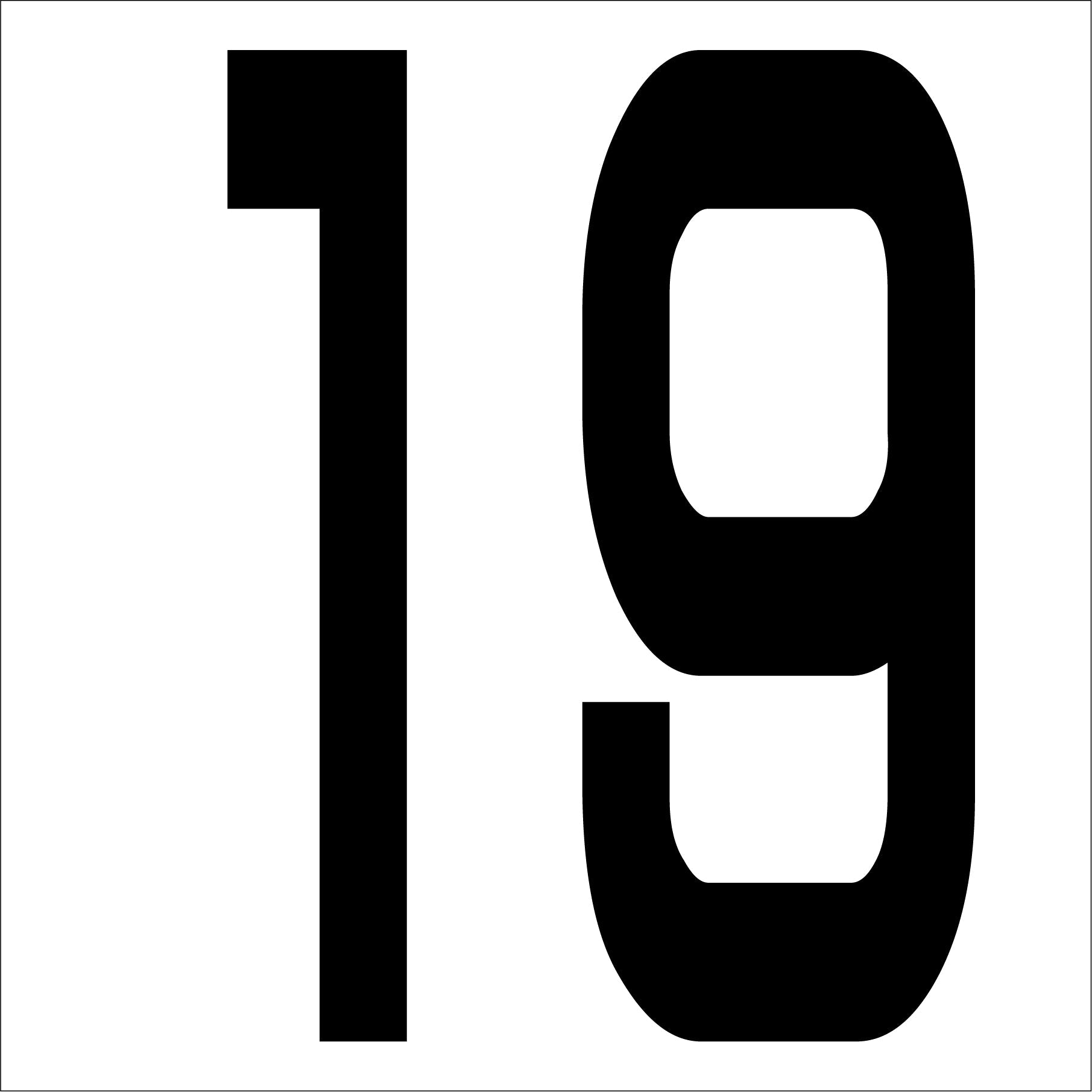カッティングステッカー 数字19 文字高100mm 黒 – GREEN