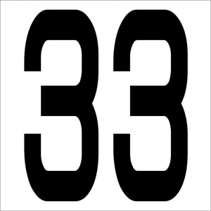 カッティングステッカー　数字３３　文字高１００ｍｍ　黒