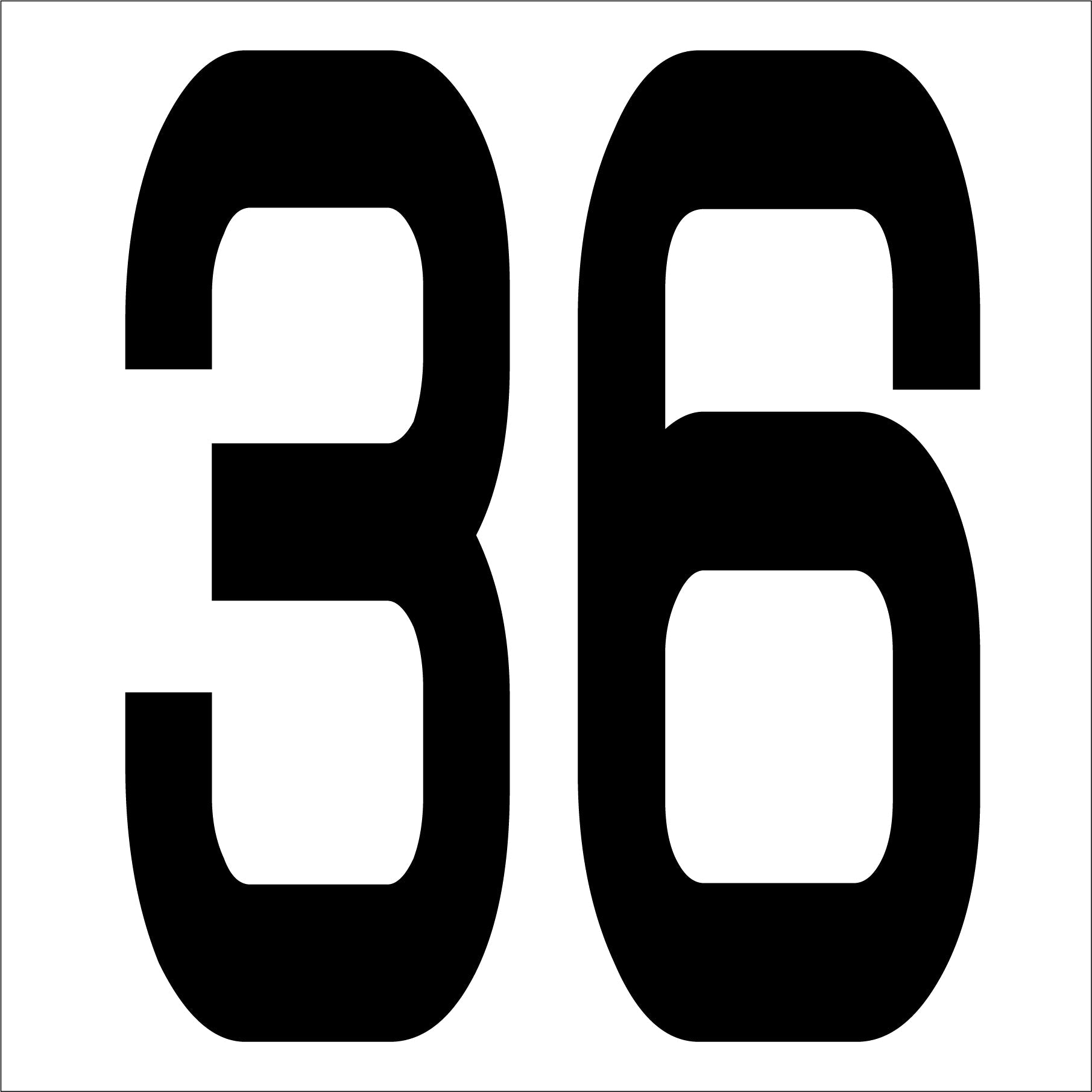 カッティングステッカー 数字36 文字高100mm 黒 – GREEN カッティングステッカー 数字36 文字高100mm 黒 – GREEN