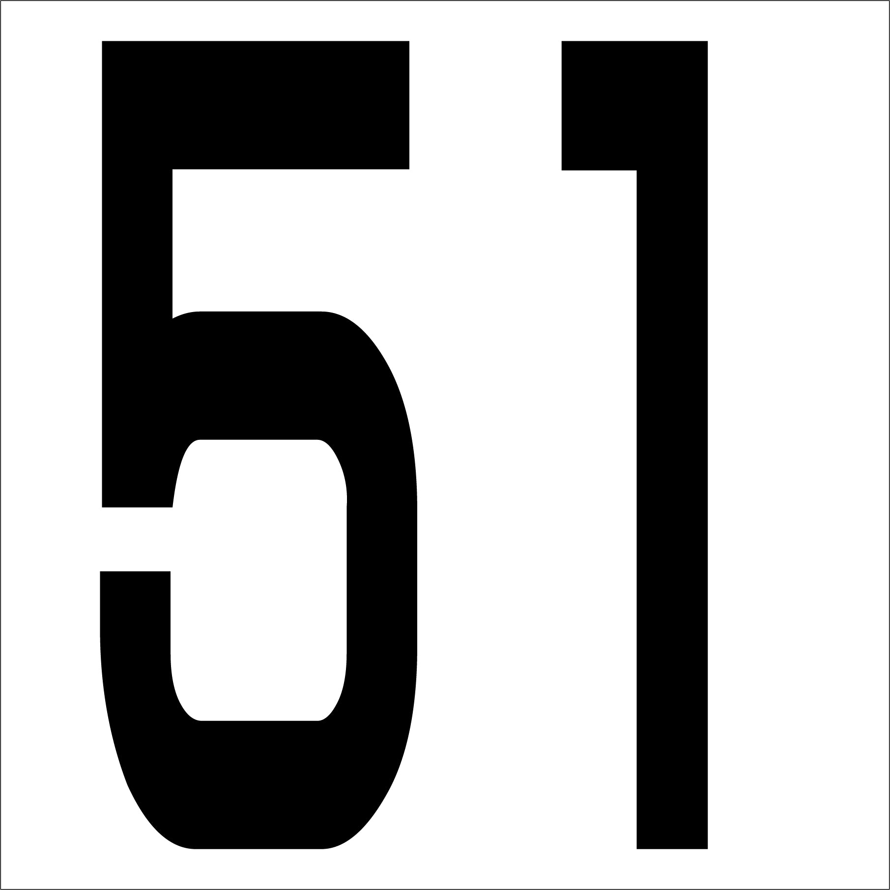 カッティングステッカー 数字51 文字高100mm 黒 – GREEN