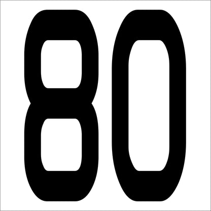 カッティングステッカー　数字８０　文字高１００ｍｍ　黒