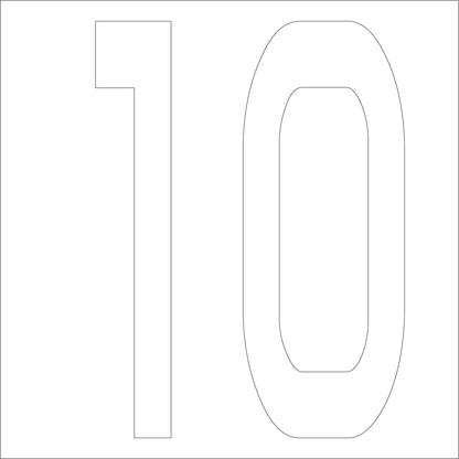 カッティングステッカー　数字１０　文字高１００ｍｍ　白
