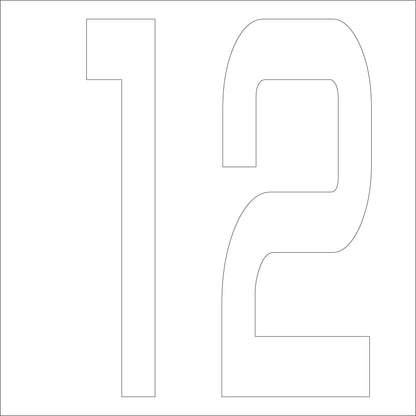 カッティングステッカー　数字１２　文字高１００ｍｍ　白