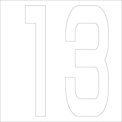 カッティングステッカー　数字１３　文字高１００ｍｍ　白