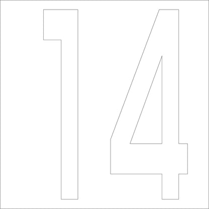 カッティングステッカー　数字１４　文字高１００ｍｍ　白