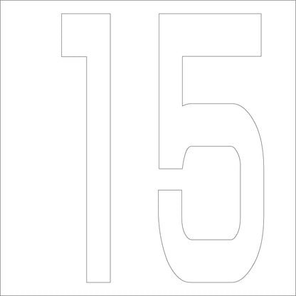 カッティングステッカー　数字１５　文字高１００ｍｍ　白