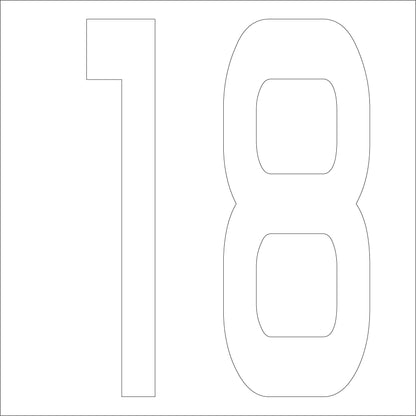 カッティングステッカー　数字１８　文字高１００ｍｍ　白