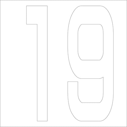 カッティングステッカー　数字１９　文字高１００ｍｍ　白