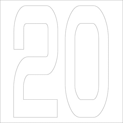 カッティングステッカー　数字２０　文字高１００ｍｍ　白